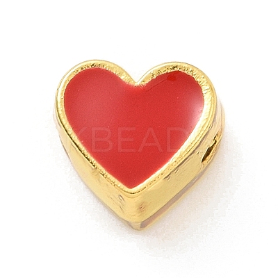 Eco-friendly Rack Plating Brass Enamel Beads KK-F843-30G-01-1
