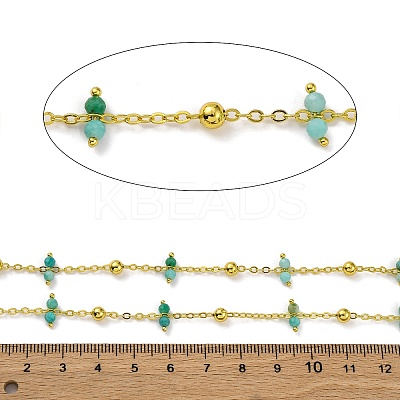 Handmade Faceted Natural Amazonite Beaded Chains CHC-L050-02G-08-1