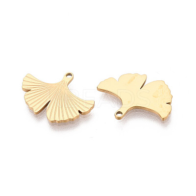 Textured 304 Stainless Steel Leaf Shape Pendants STAS-T073-01G-1