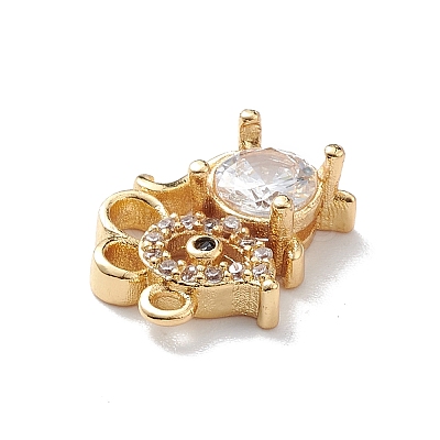 Rack Plating Brass Micro Pave Cubic Zirconia Charms KK-P231-01G-1