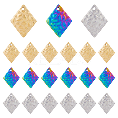 60Pcs 3 Colors 304 Stainless Steel Pendants STAS-DC0014-24-1