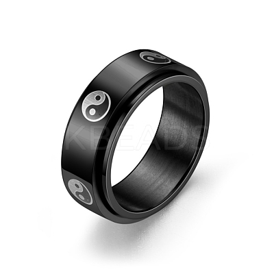 Black Stainless Steel Rotating Finger Ring PW-WG33260-123-1