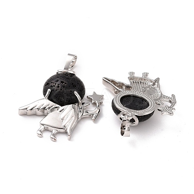 Natural Lava Rock Pendants G-F573-A19-1