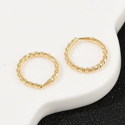 Brass Twist Ring Hoop Earrings EJEW-F378-01G-1