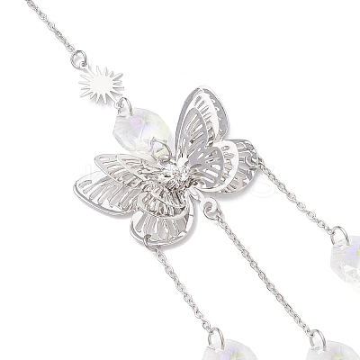 Butterfly Brass Hanging Suncatchers HJEW-JM04249-1