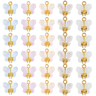 30Pcs 5 Colors Glass Pendants GLAA-SC0002-58-1