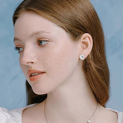 10 Pairs 925 Sterling Silver Flat Pad Stud Earring Settings STER-BBC0006-58B-S-1