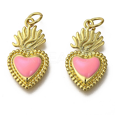 Golden Tone Brass Enamel Pendants KK-K750-01G-C-1