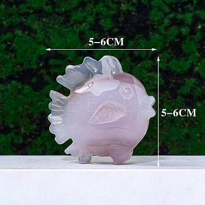 Natural Agate Geode Carved Healing Fish Figurines PW-WG92133-01-1