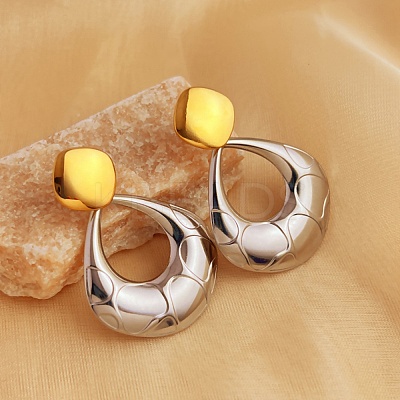 304 Stainless Steel Dangle Stud Earrings EJEW-K296-02GP-06-1