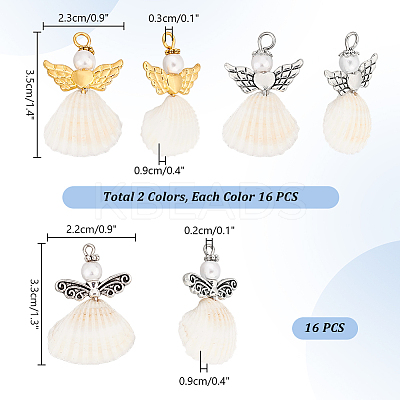 48Pcs 3 Styles Spiral Shell Angel Pendants FIND-PH0020-54-1