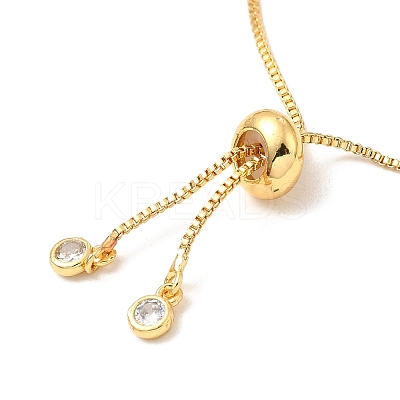 Adjustable Rack Plating Brass Cubic Zirconia Chain Bracelets X-BJEW-A132-01G-1