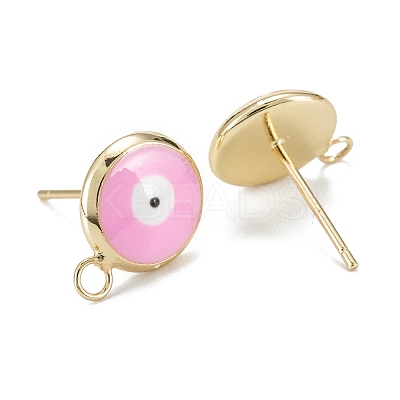 Eco-Friendly Brass Enamel Stud Earring Findings KK-H761-02G-E-1