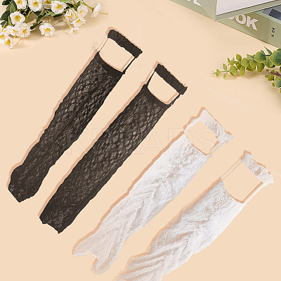 2 Pairs 2 Colors Polycotton Leg Sleeves AJEW-CY0001-29-1