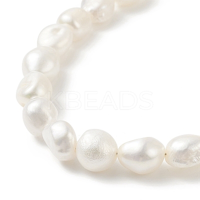 Natural Baroque Pearl Beaded Necklace with 304 Stainless Steel Paperclip Chains for Women NJEW-JN04108-1