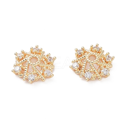 Rack Plating Brass Cubic Zirconia Bead Cap KK-A183-76G-1