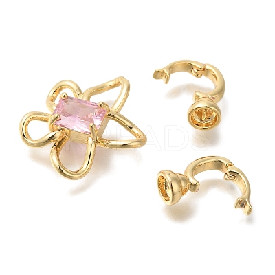 Brass Micro Pave Cubic Zirconia Fold Over Clasps KK-K389-012G-1