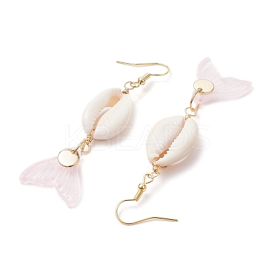 7 Pairs Natural Cowrie Shell Glass Dangle Earrings EJEW-JE06385-1