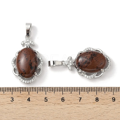Natural Mahogany Obsidian Oval Pendants G-NH0025-15P-22-1