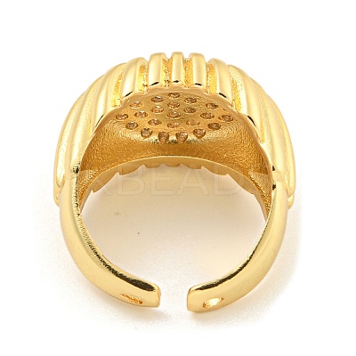 Clear Cubic Zirconia Round Wide Open Cuff Ring RJEW-L121-006G-1