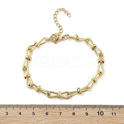 304 Stainless Steel Bowknot Link Chain Bracelets for Women BJEW-F488-13G-1