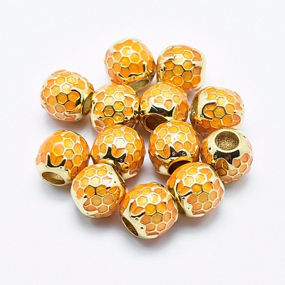 Brass Enamel European Beads KK-G336-05G-NR-1