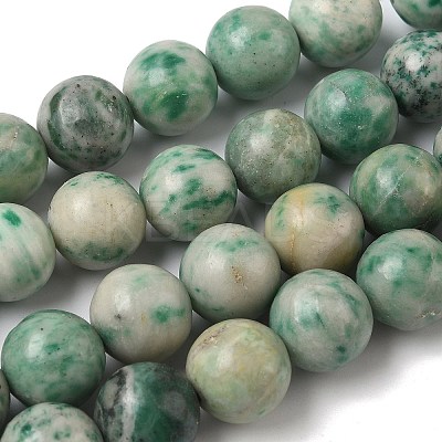Natural Green Spot Jasper Beads Strands G-F818-A05-14mm-1
