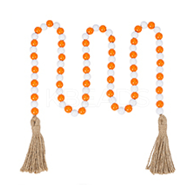 Wood Beads Tassels Pendant Drcorations HJEW-PH02016-1