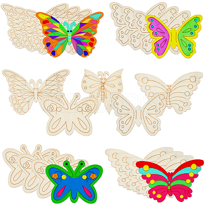 20Pcs 5 Styles Unfinished Wood Cutout AJEW-SC0003-41-1