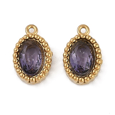 Ion Plating(IP) 304 Stainless Steel Micro Pave Cubic Zirconia Charms X-STAS-K256-19G-1