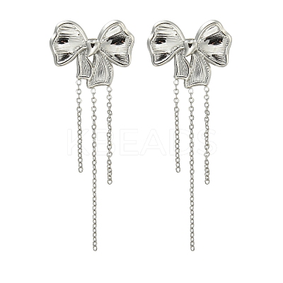 Non-Tarnish 304 Stainless Steel Chain Tassel Stud Earrings EJEW-G400-06P-1