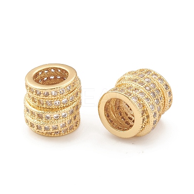 Brass Micro Pave Cubic Zirconia European Beads KK-I698-01G-1