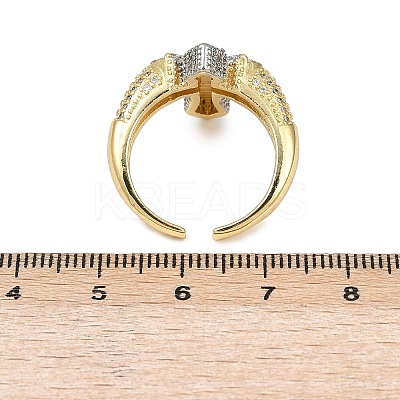 Crucifix Cross Brass Micro Pave Clear Cubic Zirconia Adjustable Cuff Rings LS-RJEW-Z104-01GP-1