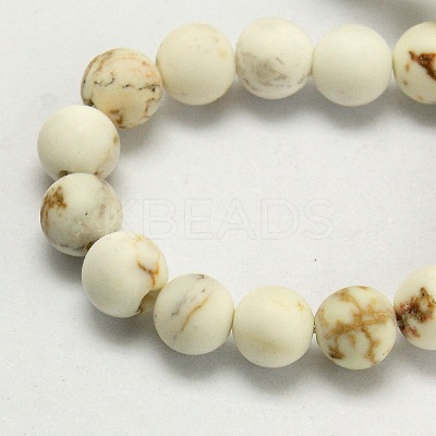 Frosted Round Natural Magnesite Beads Strands G-I168-07-6mm-1