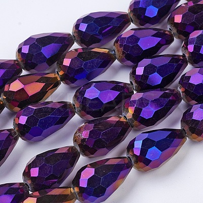 Electroplate Glass Beads Strands X-EGLA-D017-15x10mm-6-1