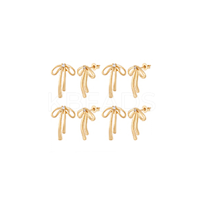 4 Pairs Brass with Cubic Zirconia Stud Earrings for Women EJEW-BC0001-17G-1