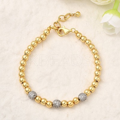 Round Brass Beads Bracelets for Women BJEW-K244-09G-1
