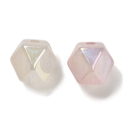 Polygon UV Plating Luminous Rainbow Iridescent Acrylic Beads LACR-R001-04A-1