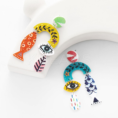 Acrylic Dangle Stud Earrings FS-WGB75AC-01-1