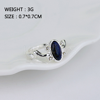 Alloy with Natural Lapis Lazuli Finger Rings FS-WGF3EDB-06-1