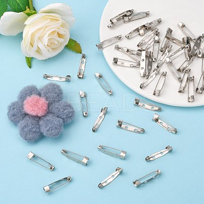 Iron Brooch Pin Back Safety Catch Bar Pins with 2-Hole X-IFIN-N3292-02-1