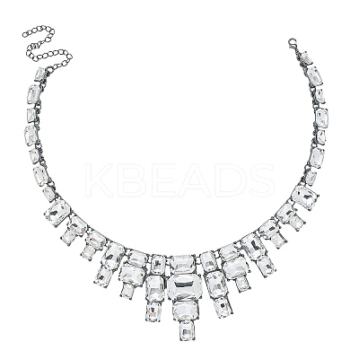 Exaggerated Party Zinc Alloy & Clear Glass Bib Necklaces for Glamorous Events RT5947-1
