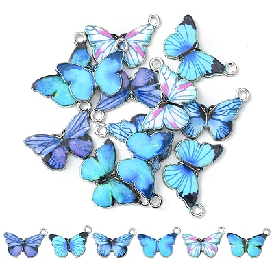 12Pcs 6 Colors Printed Alloy Pendants FIND-FS0001-29-1