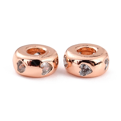Brass Micro Pave Clear Cubic Zirconia Beads ZIRC-P091-01B-RG-RS-1