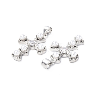 Eco-Friendly Brass Micro Pave Cubic Zirconia Pendants KK-F845-42P-1