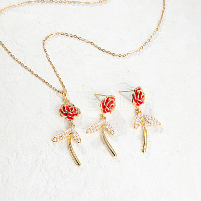 Plastic Rose Flower Jewelry Set ZU1827-1