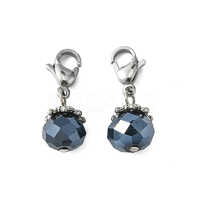 Electroplate Faceted Glass Pendants HJEW-TAC0004-09-1