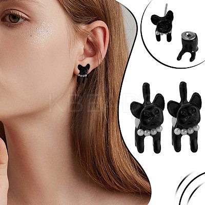 Alloy Cartoon Dog Front Back Stud Earrings JE913A-1