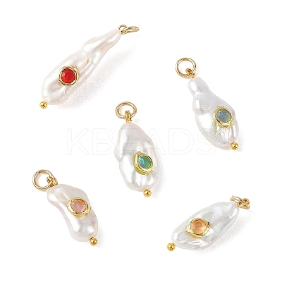 Natural Baroque Keshi Pearl Pendants PALLOY-JF05929-1