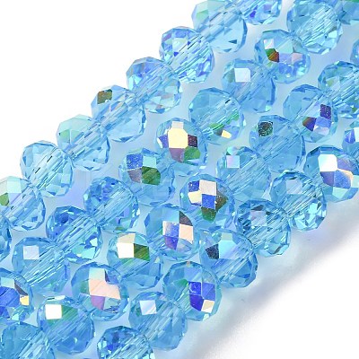 Electroplate Transparent Glass Beads Strands EGLA-A046-01B-16-1